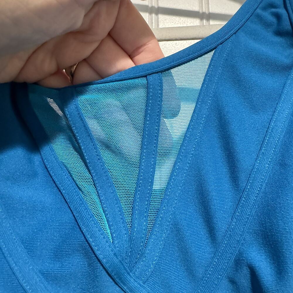 Miraclesuit Blue Illusionist Mesh Neck One Piece Swimsuit Size 14 - Picture 4 of 7